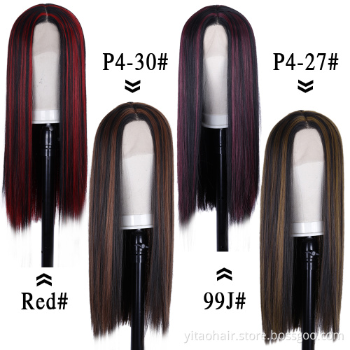 FZY Wholesale Price Good Omens Cosplay P#4/27  with highlights silk straight Synthetic hair Wigs with lace front  Vendor